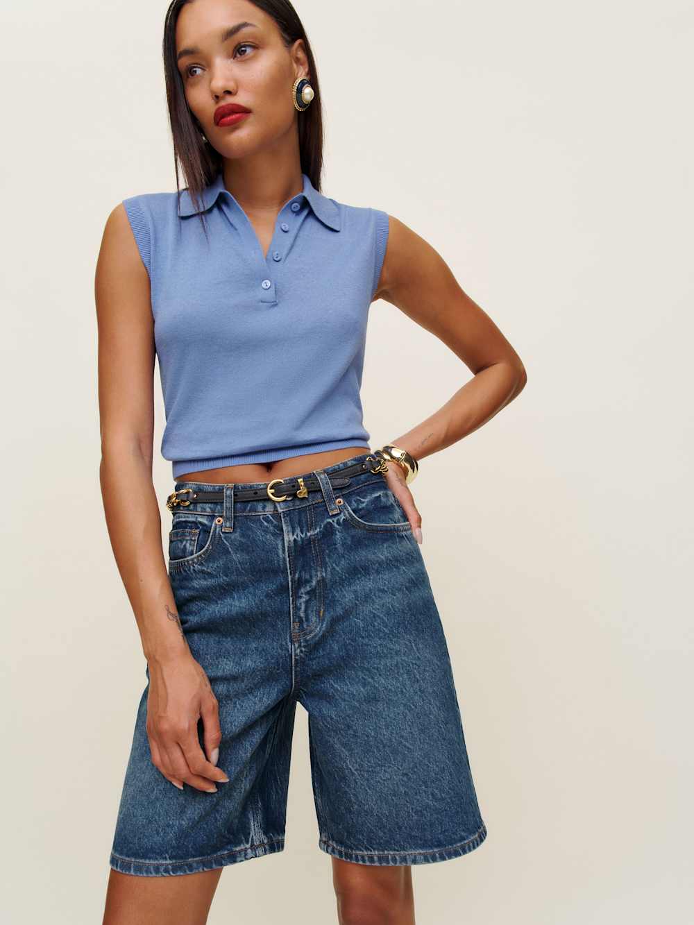 Hale High Rise 8” Jean Shorts - Lanier