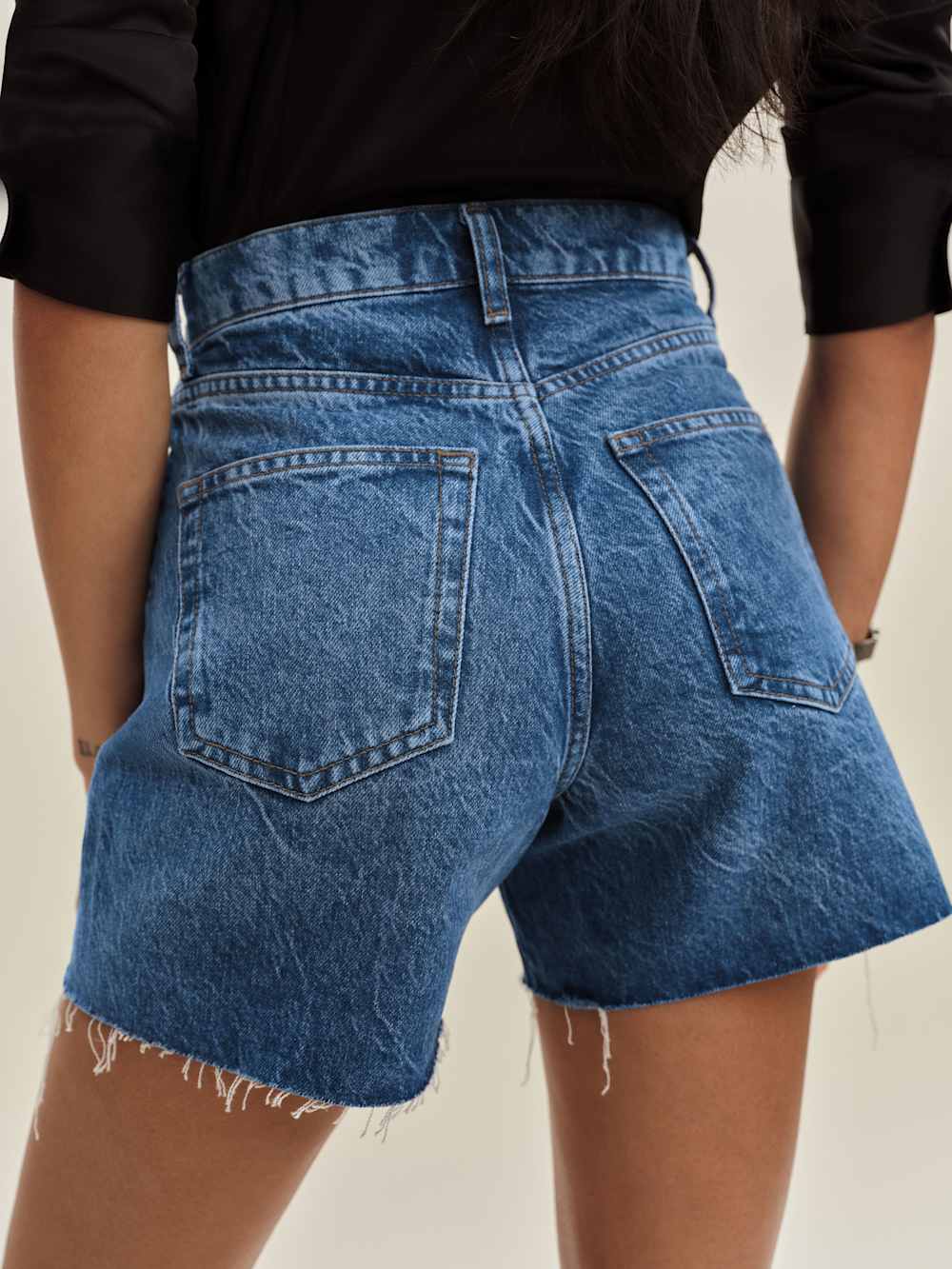 Saige High Rise 4” Jean Shorts - Pelican