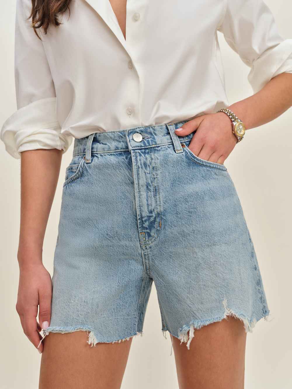 Saige High Rise 4” Jean Shorts - Burnett