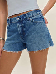 Sutton Low Rise 2.5” Slouchy Jean Shorts - Pelican Pepper Embroidery