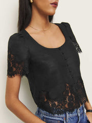 Josie Linen Top - Black