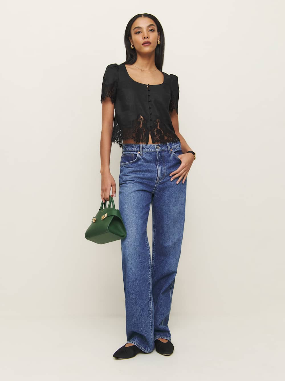 Josie Linen Top - Black