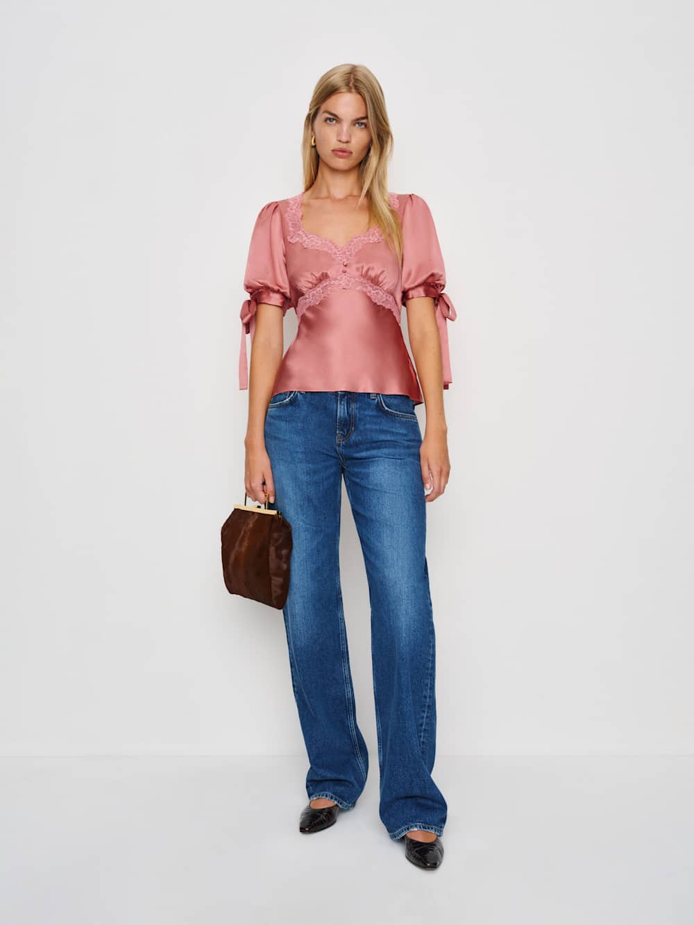 Dolly Silk Top - Dried Rose