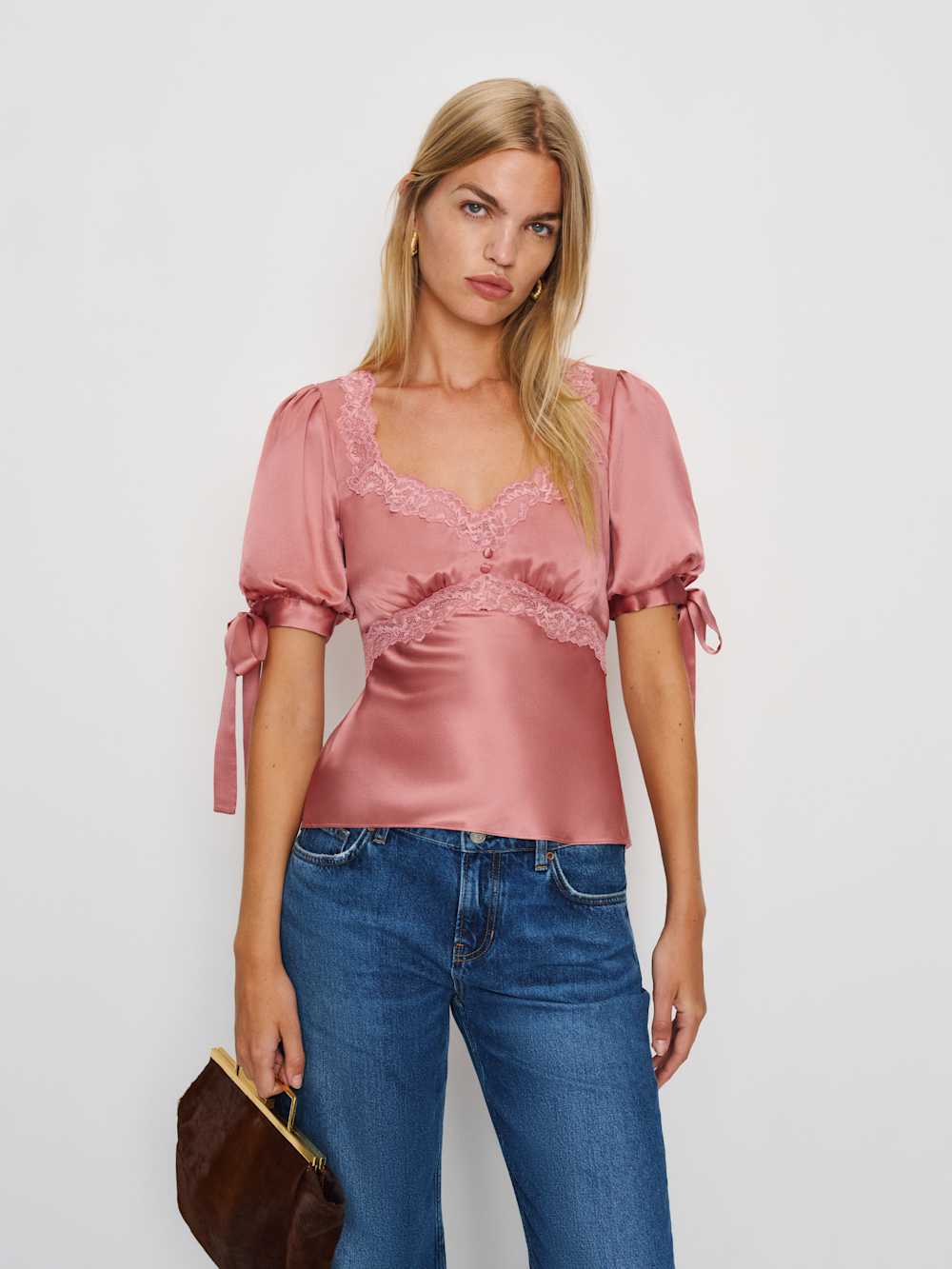 Dolly Silk Top - Dried Rose