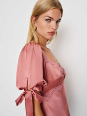 Dolly Silk Top - Dried Rose