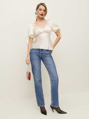 Dolly Silk Top - Fior Di Latte
