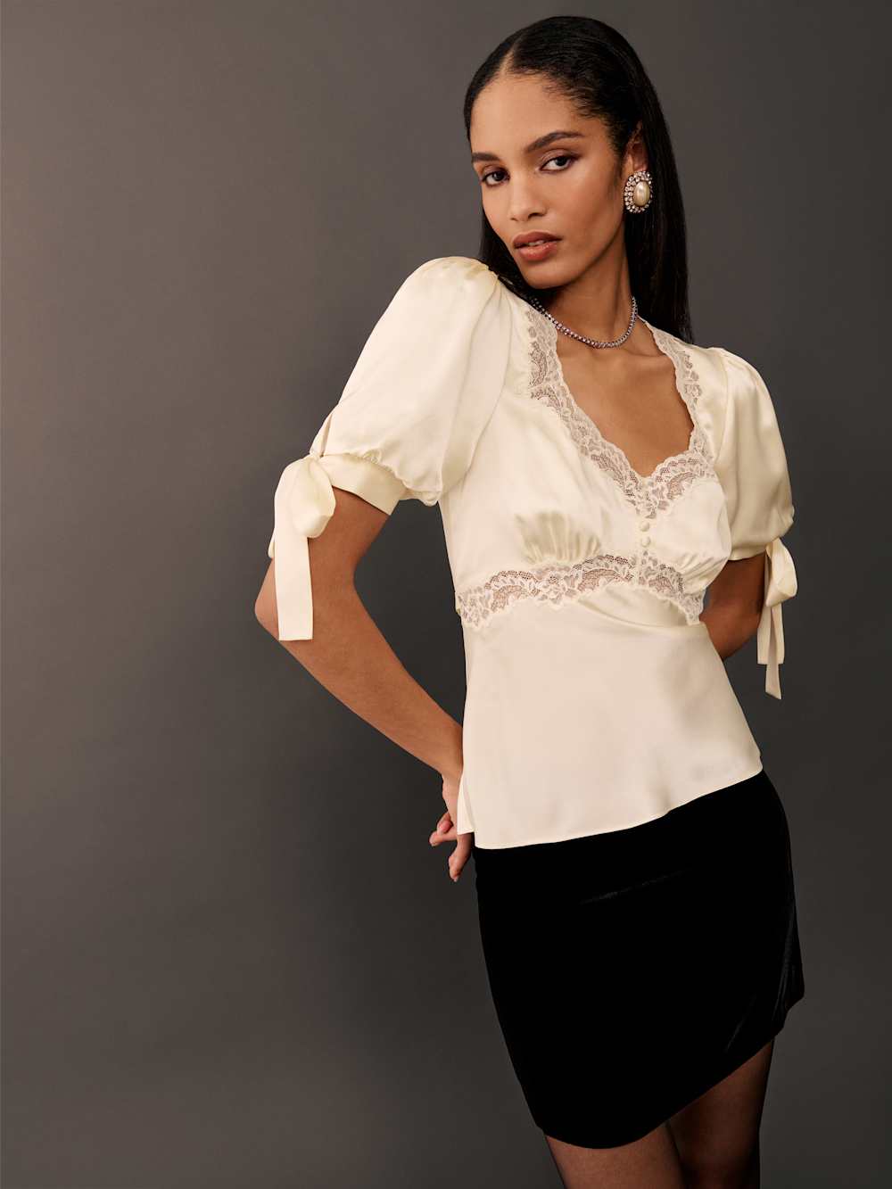 Dolly Silk Top - Fior Di Latte