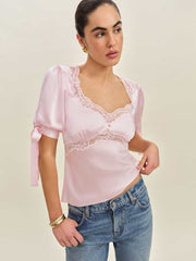 Dolly Silk Top - Cherry Blossom