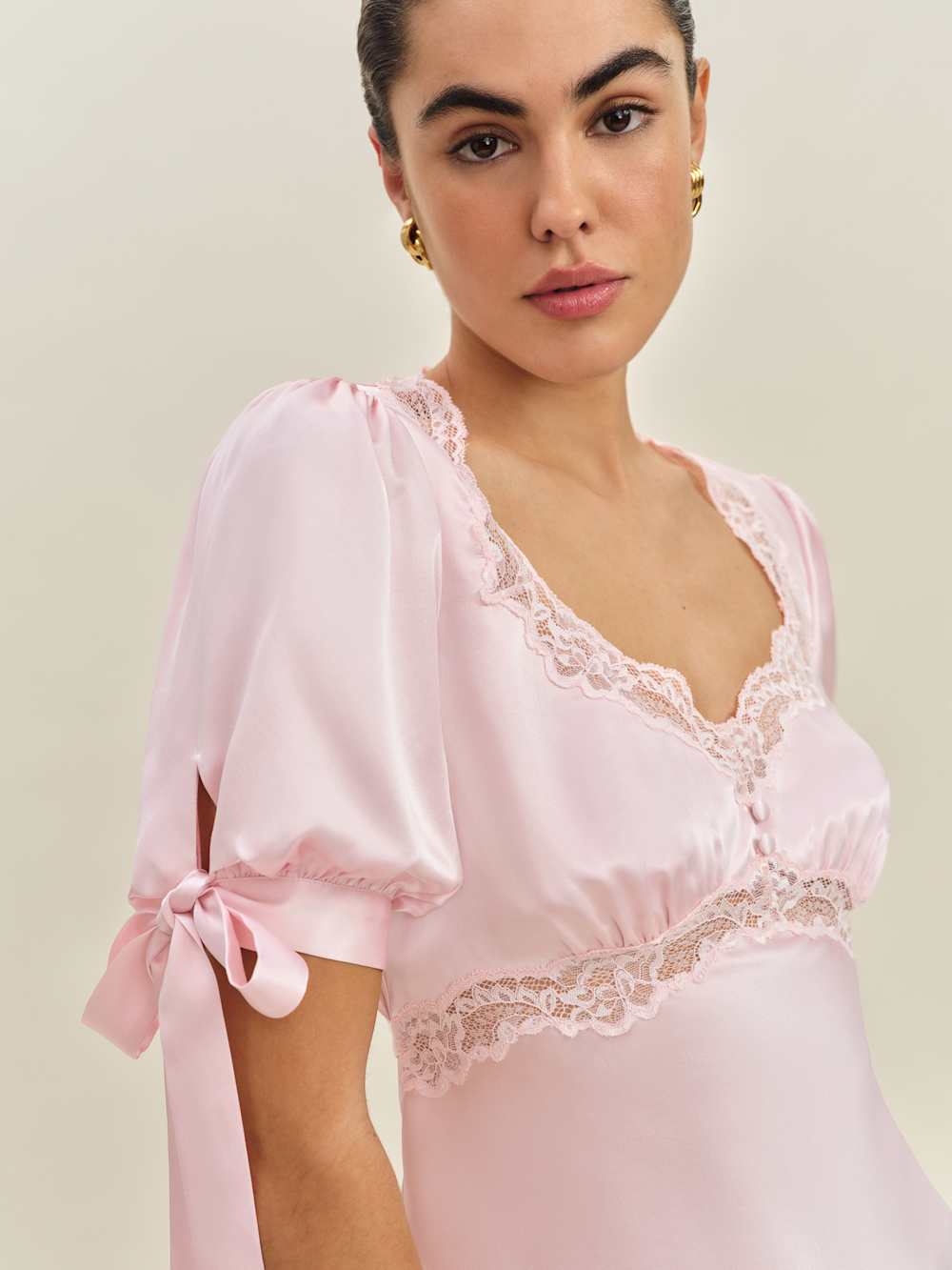 Dolly Silk Top - Cherry Blossom