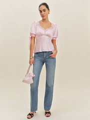 Dolly Silk Top - Cherry Blossom