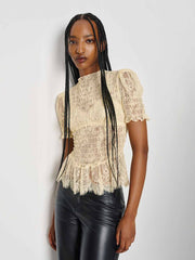 Aggie Top - Butter Yellow Lace