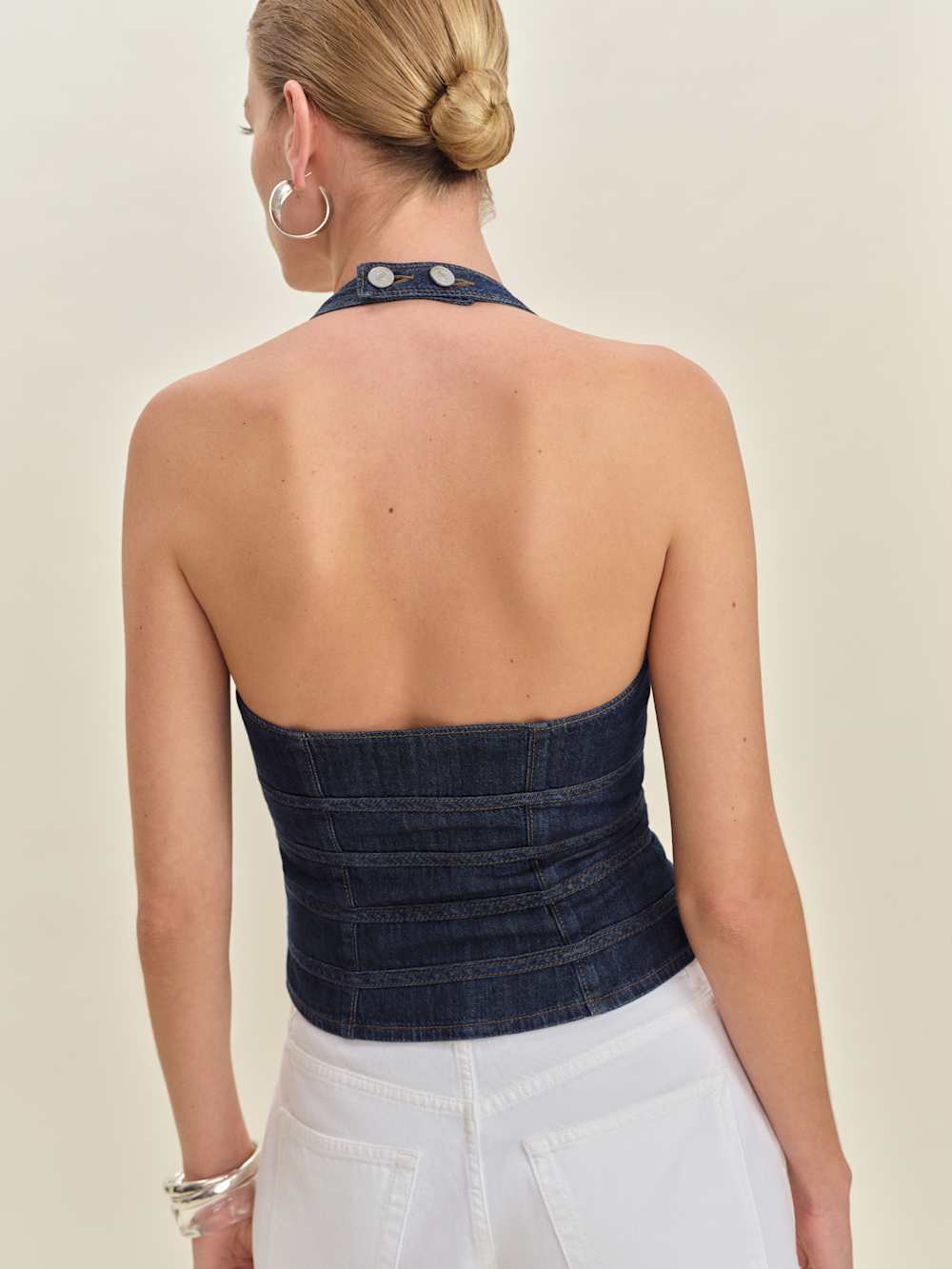 Kyleigh Denim Halter Top - Bodega