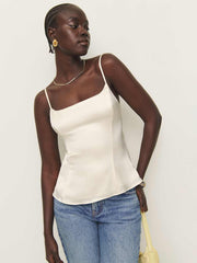 Isla Satin Top - Fior Di Latte