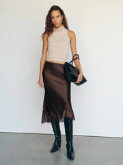 Carolina Silk Skirt - Black Bean