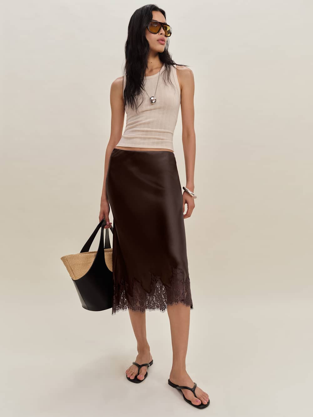 Carolina Silk Skirt - Black Bean