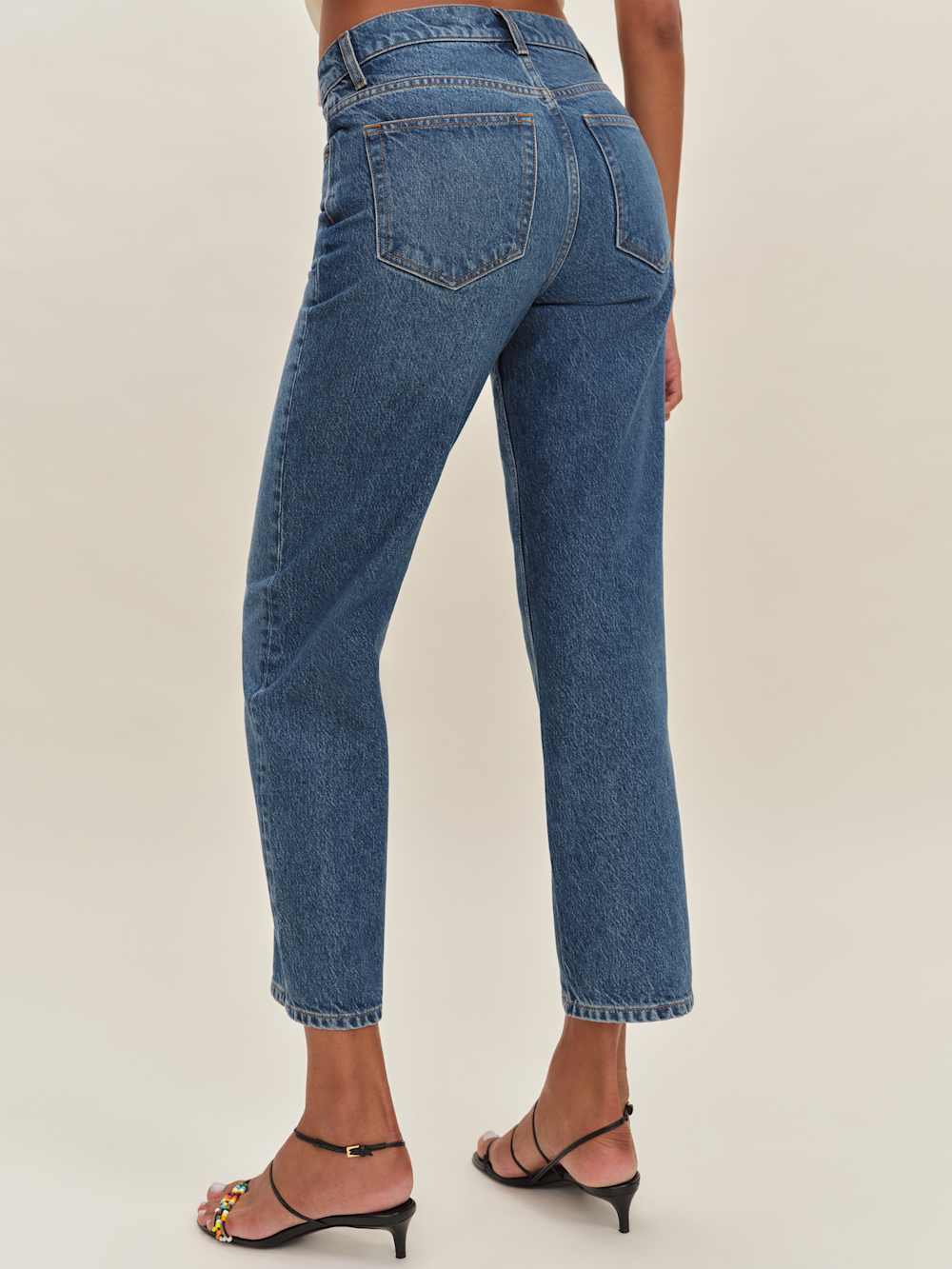 Arleth Mid Rise Straight Leg Cropped Jeans - Pelican