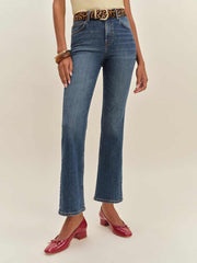 Valeria Super Stretch Mid Rise Ankle Flare Jeans - Willamette