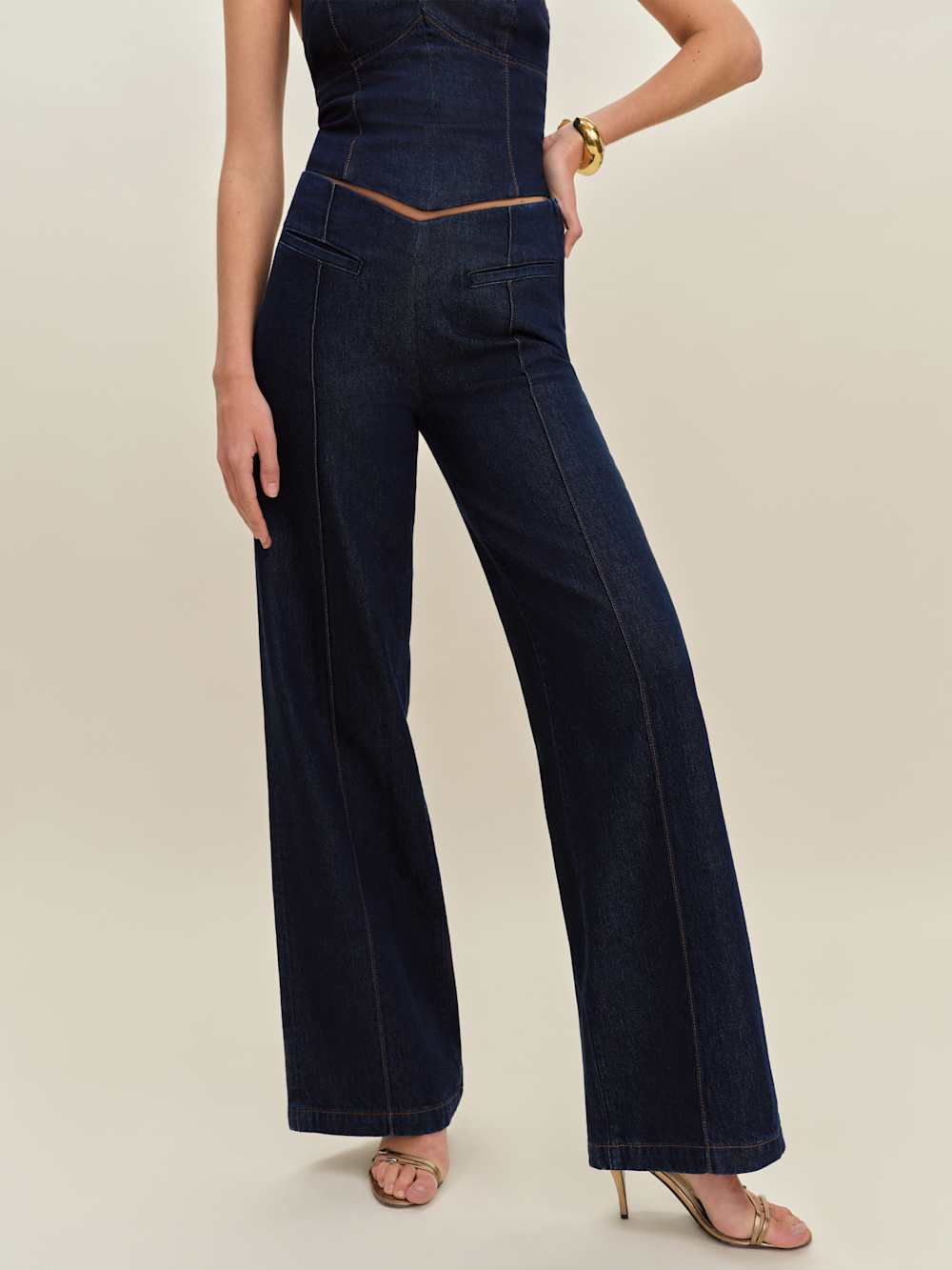 Arana Stretch Low Rise Trouser Wide Leg Jeans - Seneca