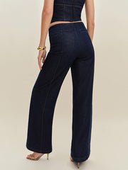 Arana Stretch Low Rise Trouser Wide Leg Jeans - Seneca