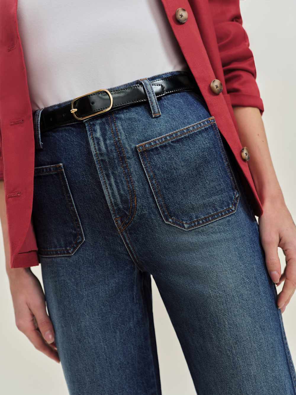 Alyssa Stretch High Rise Wide Leg Cropped Jeans - Mellusine