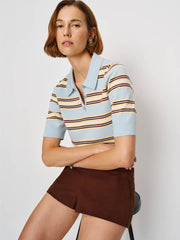 Campbell Cotton Polo Sweater - Horizon Multi Stripe