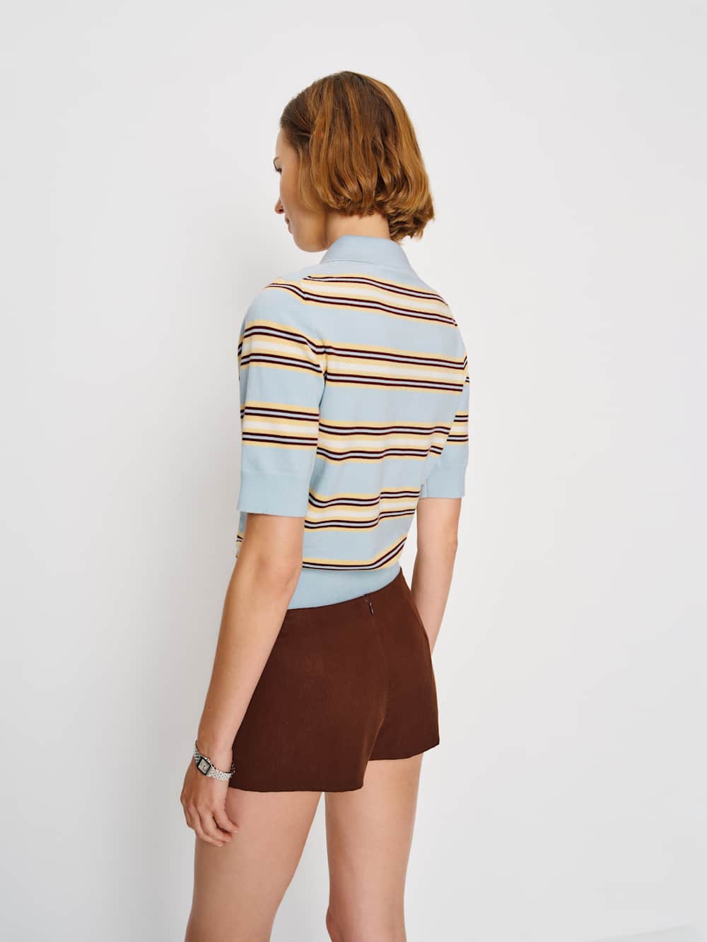 Campbell Cotton Polo Sweater - Horizon Multi Stripe