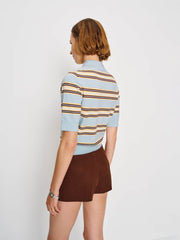 Campbell Cotton Polo Sweater - Horizon Multi Stripe