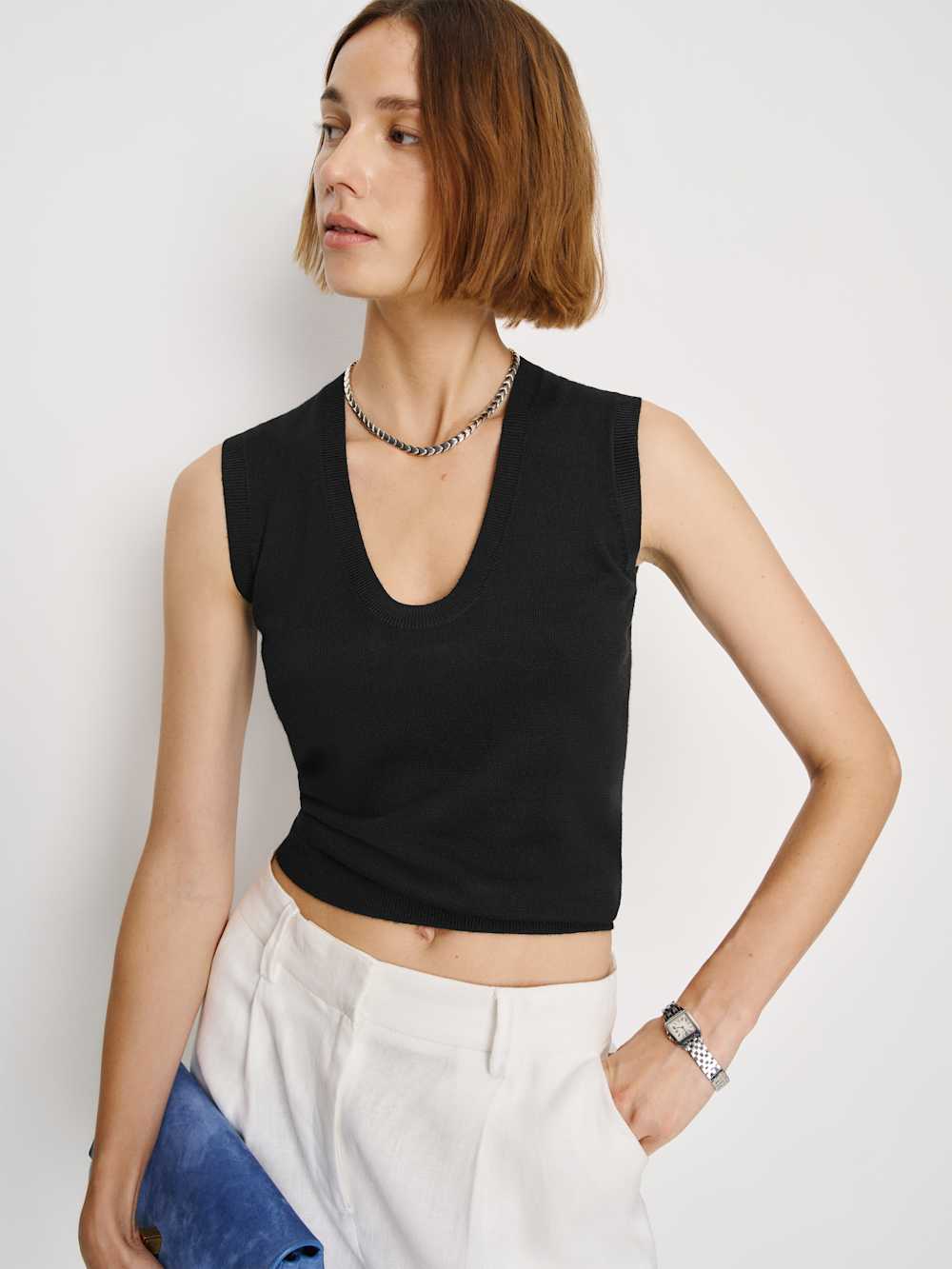 Marta Regenerative Merino Sweater Tank - Black