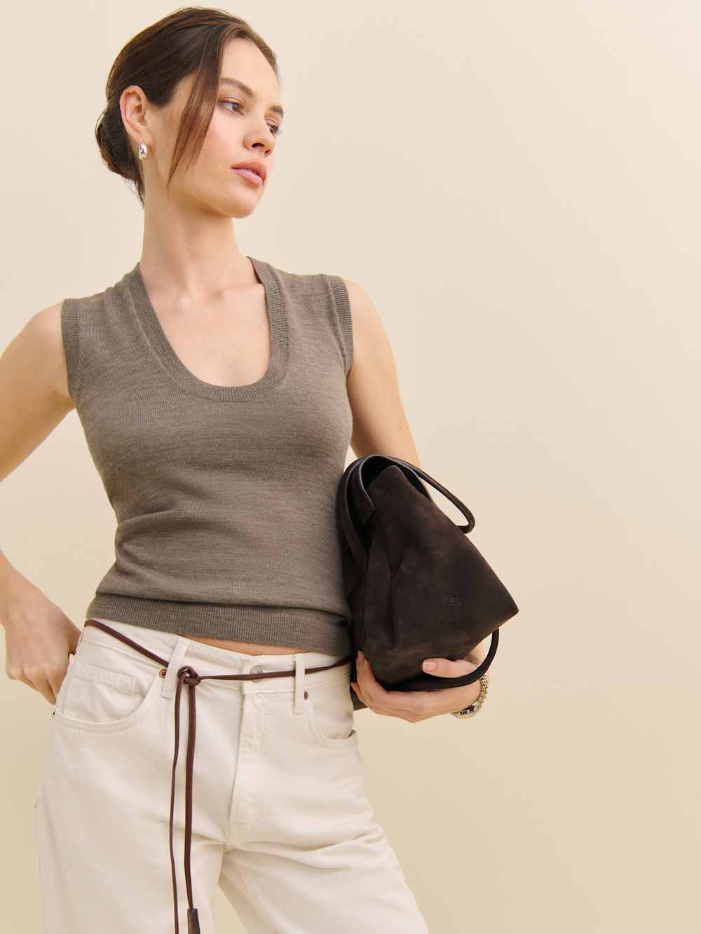 Marta Regenerative Merino Sweater Tank - Cocoa