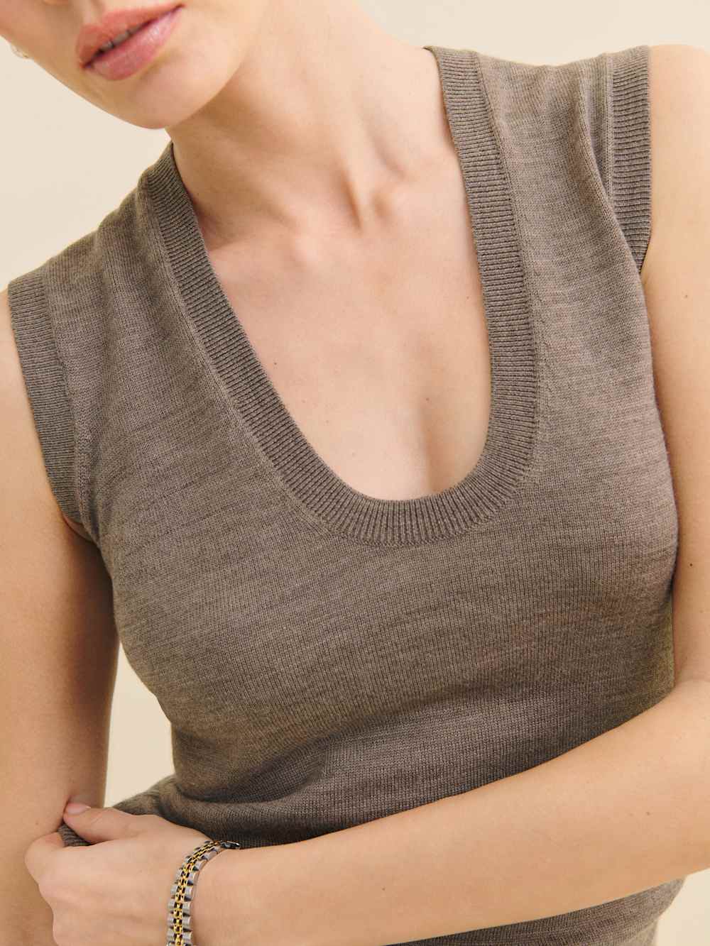 Marta Regenerative Merino Sweater Tank - Cocoa