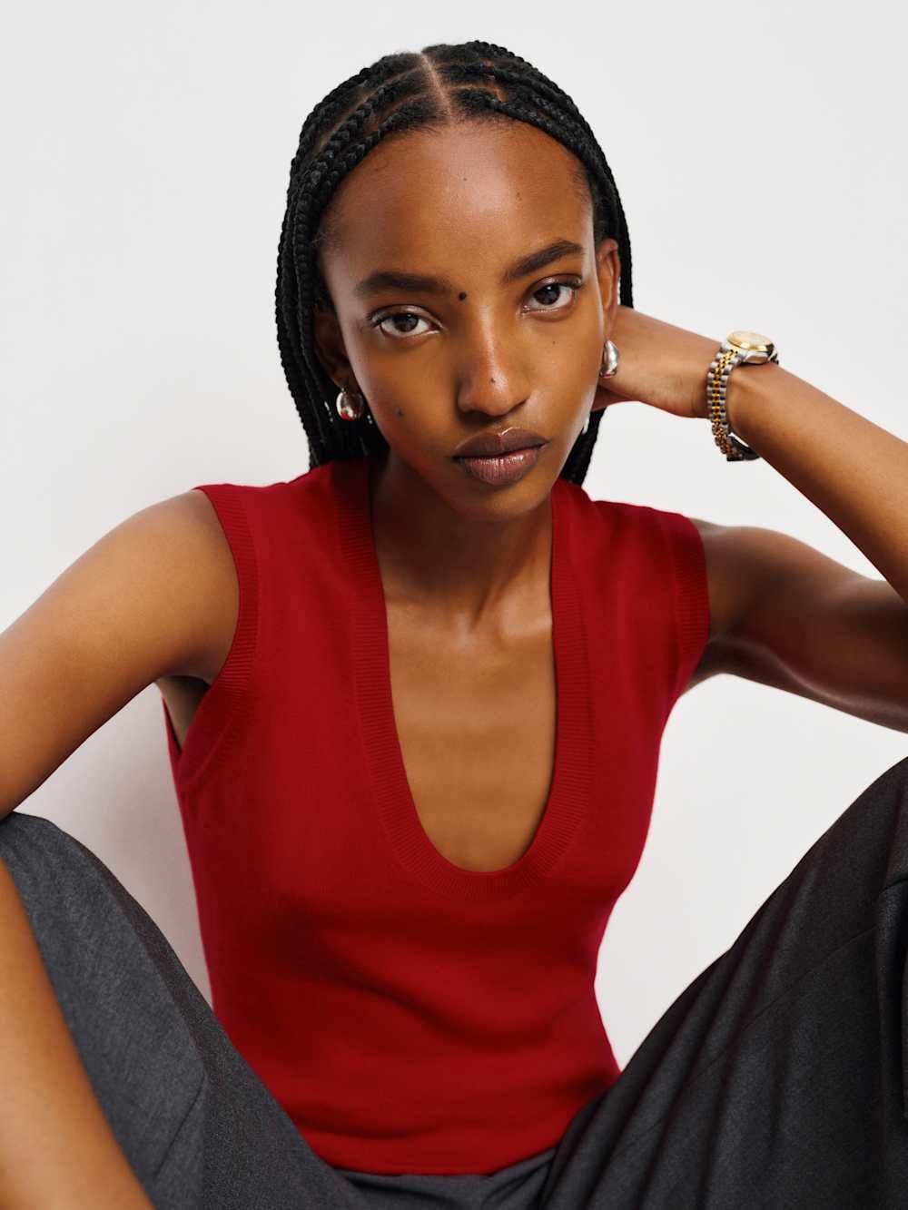 Marta Regenerative Merino Sweater Tank - Lipstick