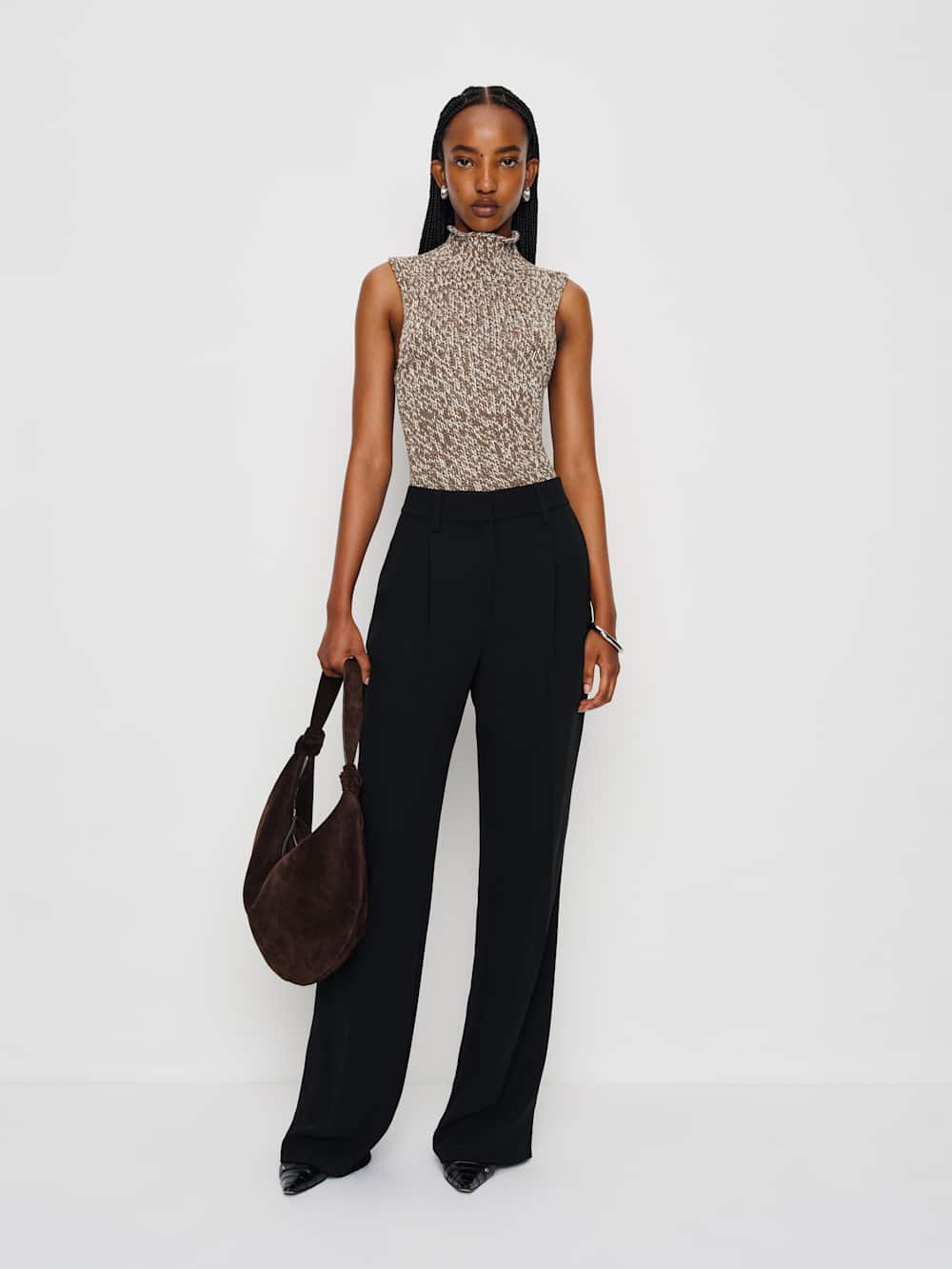 Maisie Cotton Sweater Tank - Shitake Fior Di Latte Marl