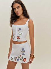 Ren Linen Skirt - White