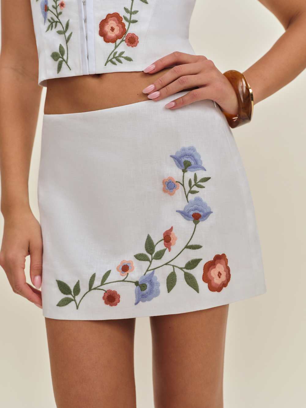 Ren Linen Skirt - White