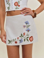 Ren Linen Skirt - White