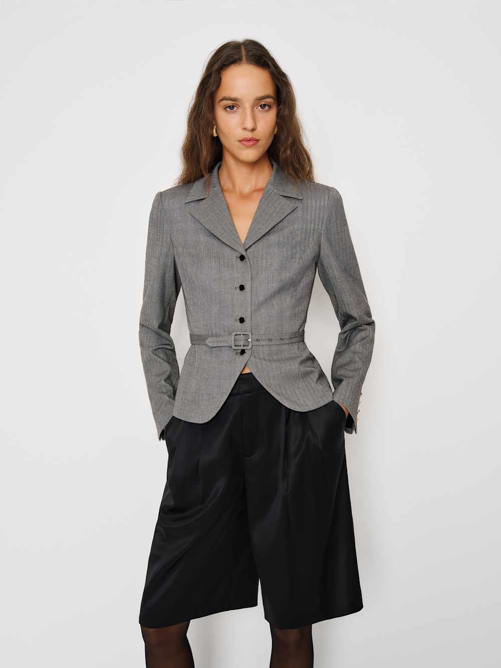 Mabel Jacket - Black Herringbone