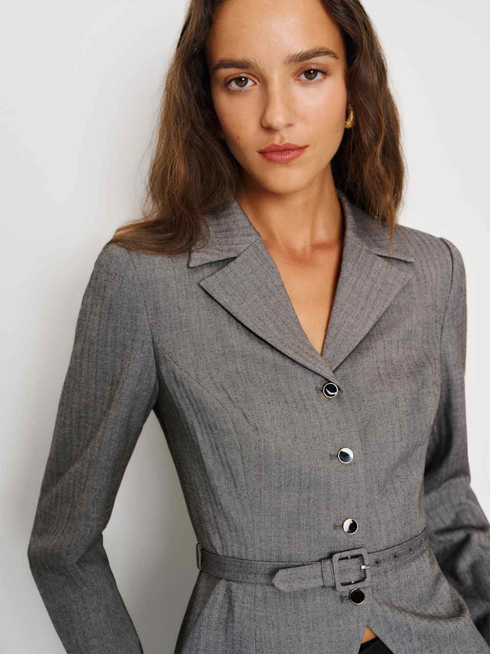 Mabel Jacket - Black Herringbone