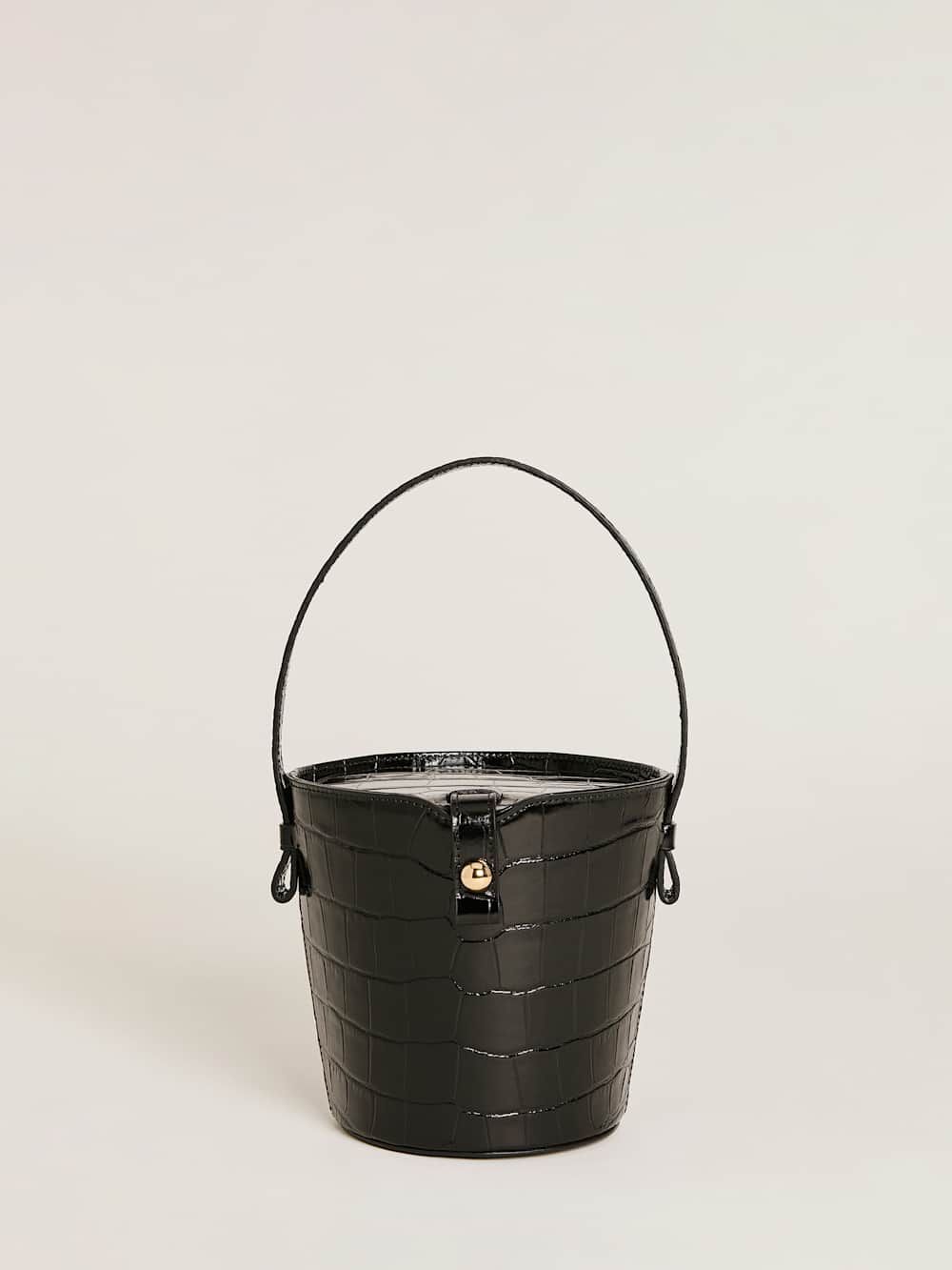 Irina Bucket Bag - Black Croc Emboss