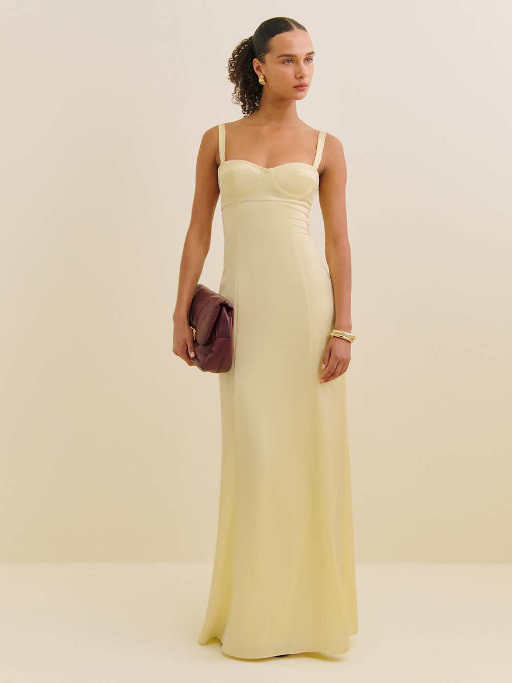 Britney Satin Dress - Buttercup