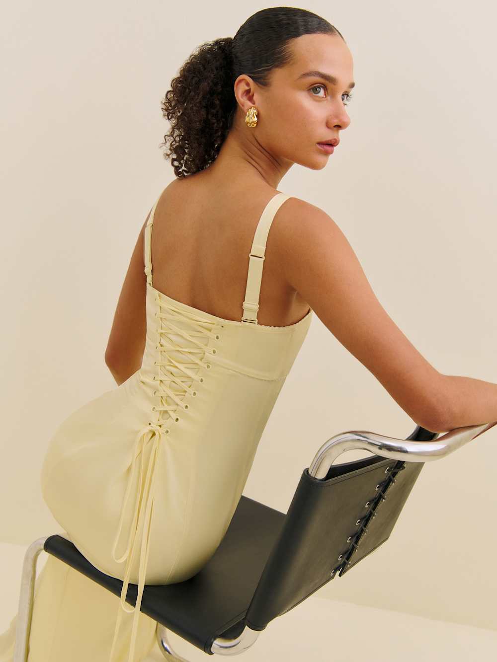 Britney Satin Dress - Buttercup
