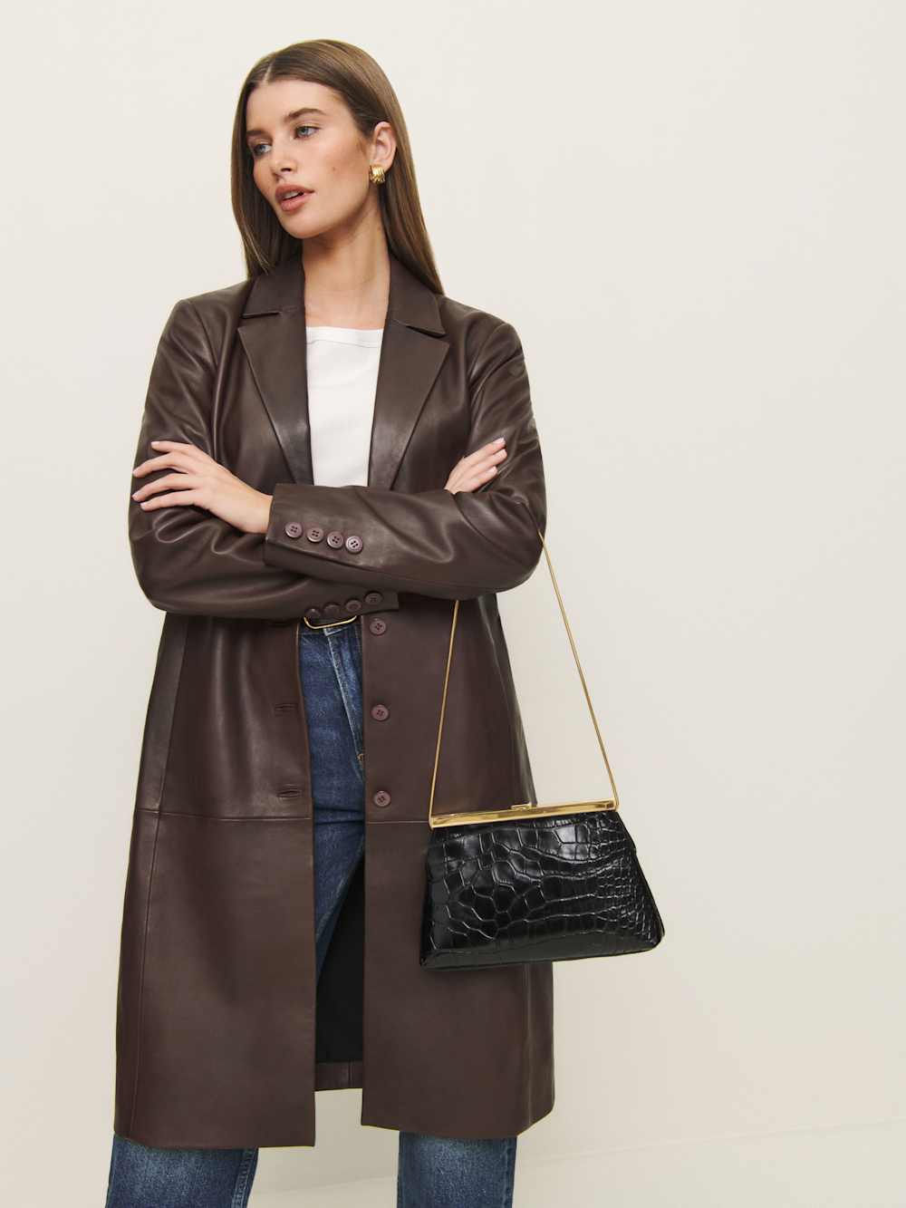 Iliana Shoulder Bag - Black Croc Emboss