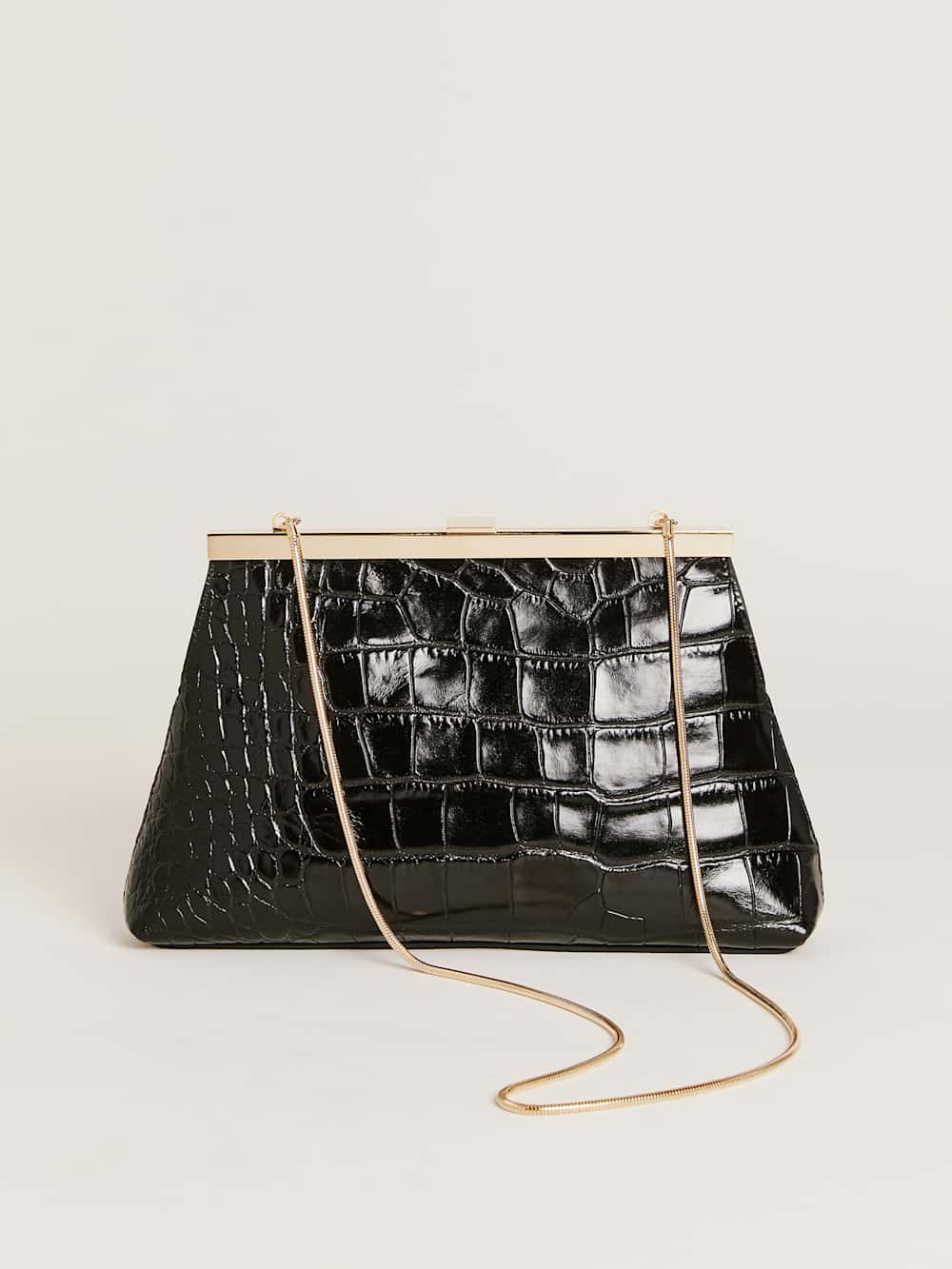 Iliana Shoulder Bag - Black Croc Emboss