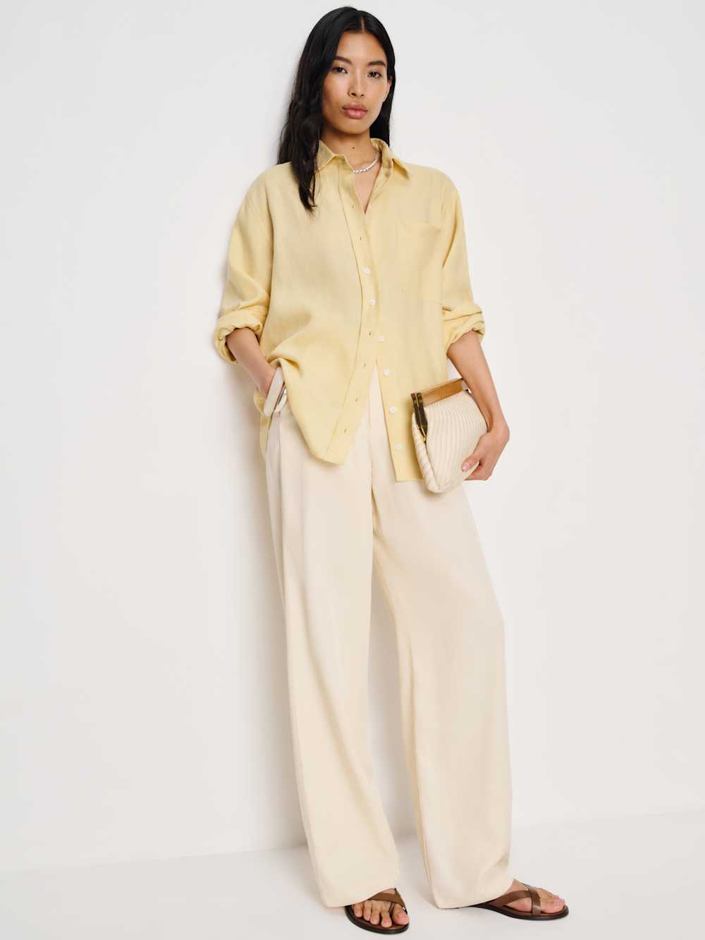 Eli Oversized Linen Shirt - Parmesan