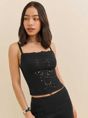 Eva Linen Top - Black