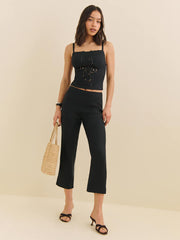 Eva Linen Top - Black
