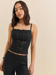 Eva Linen Top - Black