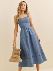 Everett Linen Dress - Cornflower