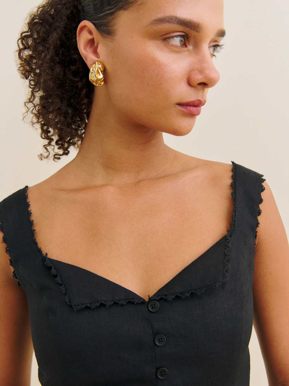 Viola Linen Top - Black
