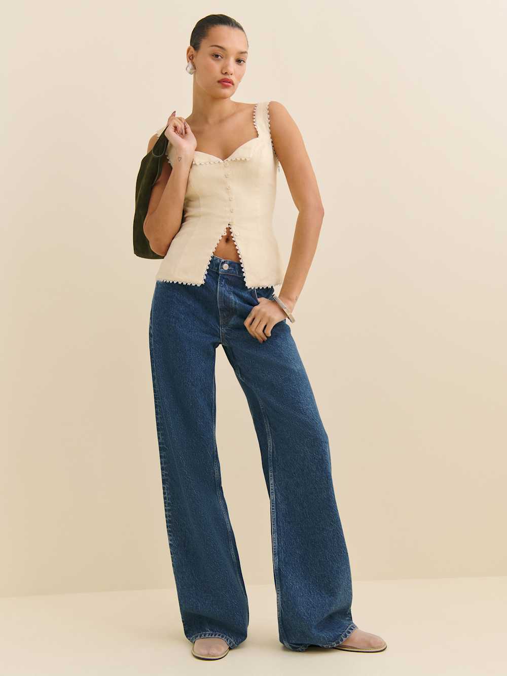 Viola Linen Top - Sugar