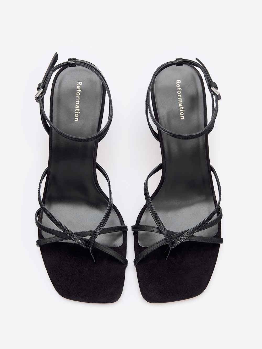 Gen Heeled Sandal - Black Snake Suede